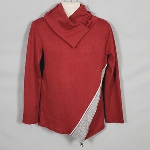 Men's Irregular Hem Turtleneck Sweater - (M) Red